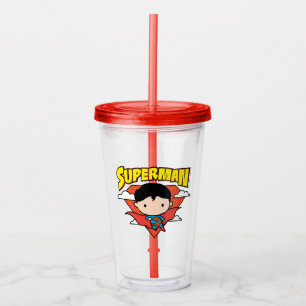 Verre En Acrylique Chibi Superman Polka Dot Shield et nom