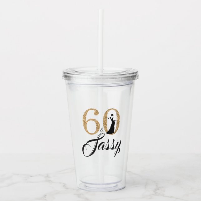 Verre En Acrylique Chic Gold Parties scintillant Sixty Sassy 60e anni (Devant)