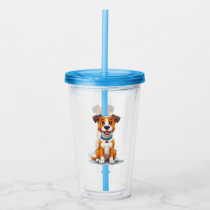 Verre En Acrylique Chien de style cartoon joyeux avec expression lumi