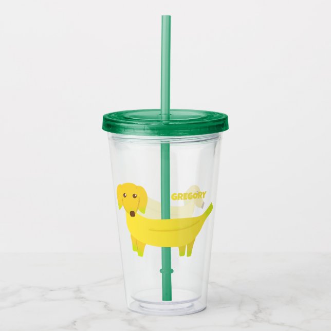 Verre En Acrylique Chiens de banane mignons personnalisés (Devant)