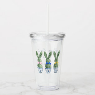 Verre En Acrylique Chinoiserie Bleue et Blanche avec Topiaires de Lap