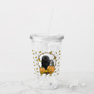 Verre En Acrylique Chute Puli Chien (noir) Citrouille Feuille mignon