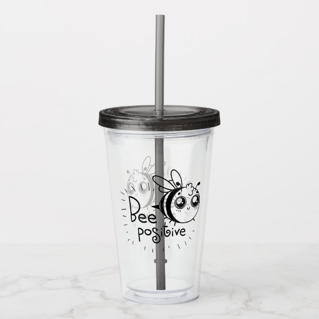 Verre En Acrylique Citation de l'illustration de l'abeille de Chibi (Devant)