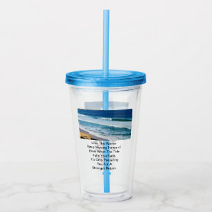 Verre En Acrylique Citation De Motivation De Plage : Comme Les Vagues