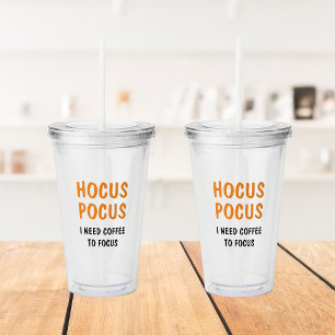 Verre En Acrylique Citation Hocus Pocus Funny Halloween   Orange