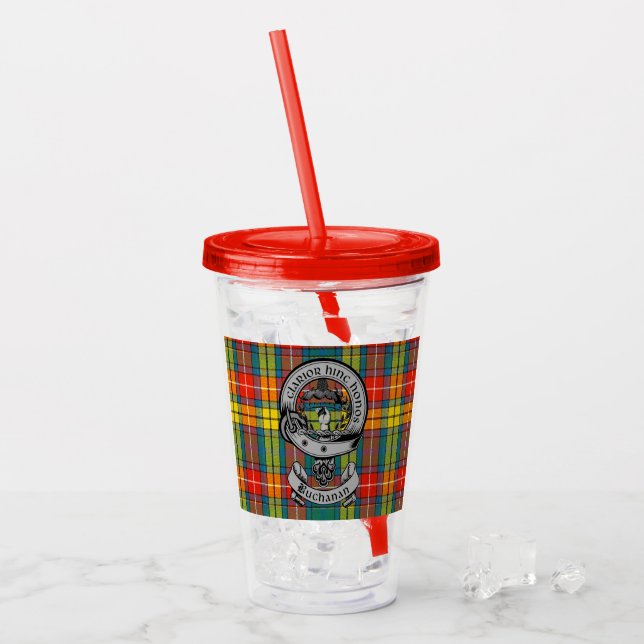 Verre En Acrylique Clan Buchanan Crest Badge & Tartan (Devant glace)