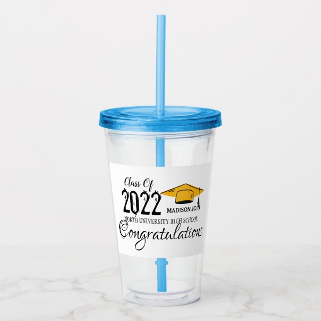 Verre En Acrylique classe 2025, classe 2026 graduation (Devant)