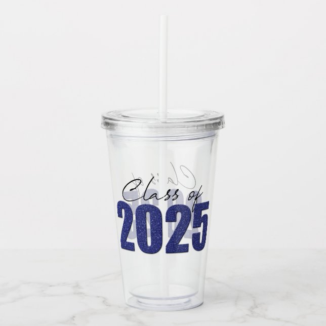 Verre En Acrylique Classe de Parties scintillant bleu marine de 2025 (Devant)