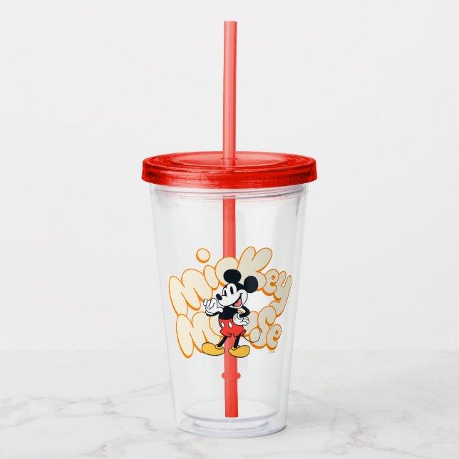 Verre En Acrylique Classic Mickey Mouse Bubble Letter Name Graphic (Devant)