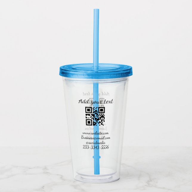 Verre En Acrylique code QR personnalisé simple ajouter votre nom text (Devant)