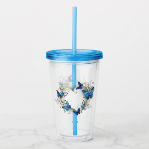 Verre En Acrylique Coeur bijoux avec papillons Morpho