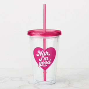 Verre En Acrylique Cœur Nah ça va Anti Saint-Valentin Single Aware