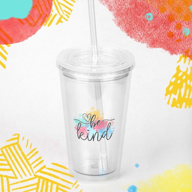 Verre En Acrylique Coloré Be Kind Paint Splash (This cute tumbler is available in several different lid and straw colors. )