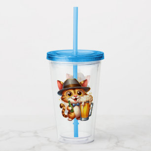 Verre En Acrylique Conception de clip art de chat et de bière-85244