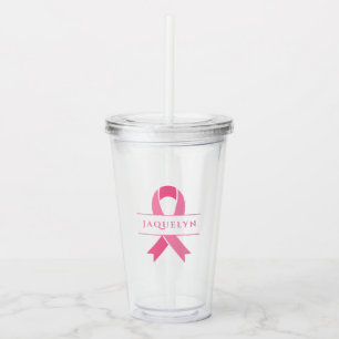 Verre En Acrylique Conscience rose mignonne de cancer du sein de