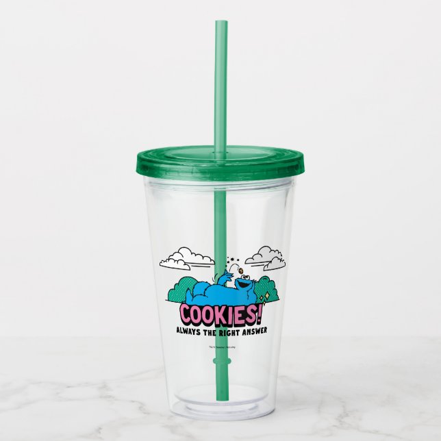 Verre En Acrylique Cookie Monster | Les cookies sont toujours la bonn (Devant)