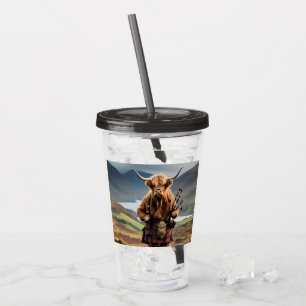 Verre En Acrylique Cornemuseuse de vache des Highlands écossais,