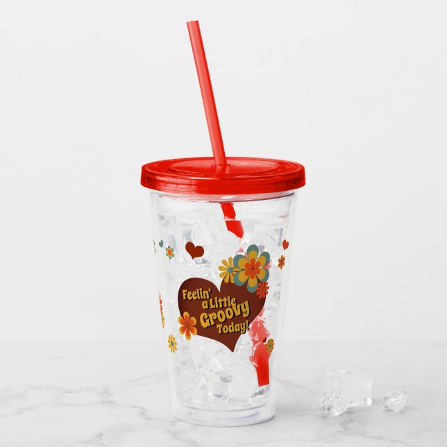 Verre En Acrylique Couleurs thématiques des années 70 Fleurs Super (Devant glace)