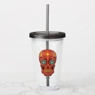 Verre En Acrylique Crâne à sucre (Jour des morts) Bouteille d'eau (Ro