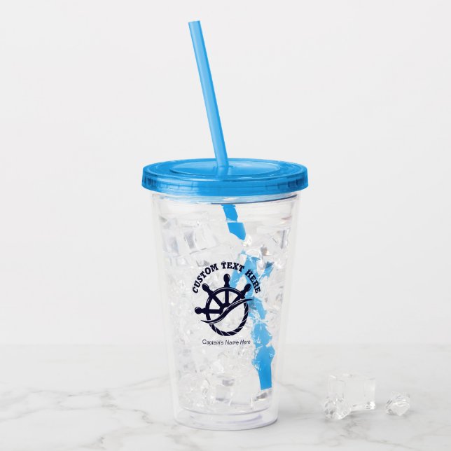 Verre En Acrylique Custom Captain Boat Nautical Gift (Devant glace)