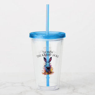 Verre En Acrylique Custom Down Rabbit Hole Blue Bunny