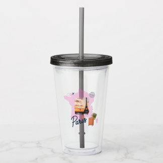 Verre En Acrylique Customizable Travel Themed Paris Acrylic Tumbler