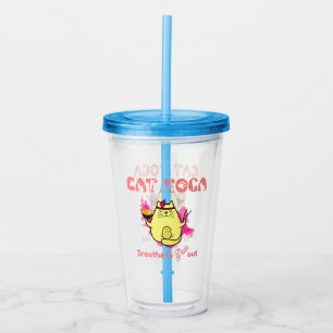 Verre En Acrylique Cute Cat Yoga - "Respirer, Purr Out"