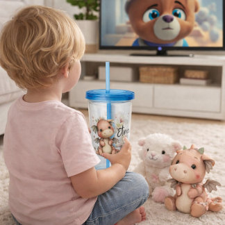 Verre En Acrylique Cute Dragon with Forest Accents