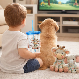 Verre En Acrylique Cute Giraffe with Hearts