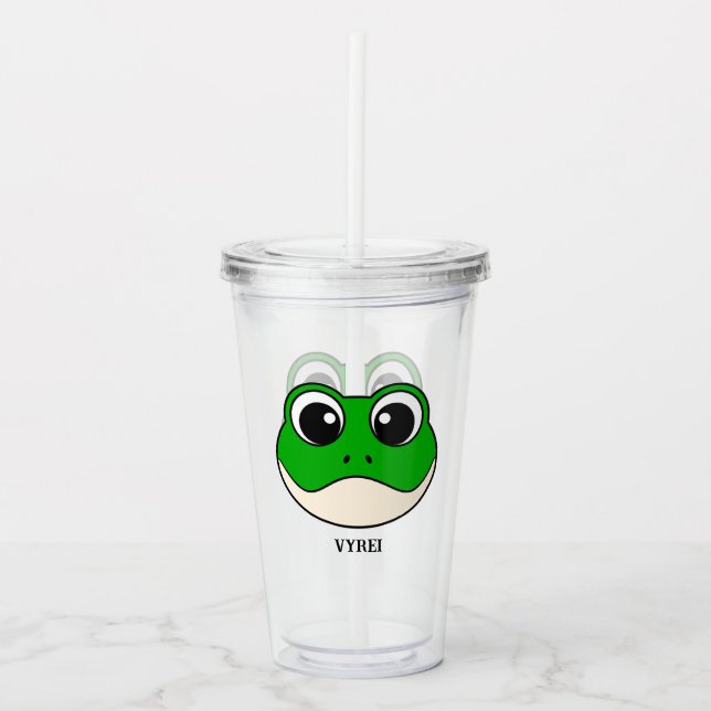 Verre En Acrylique Cute grenouille souriante (Devant)