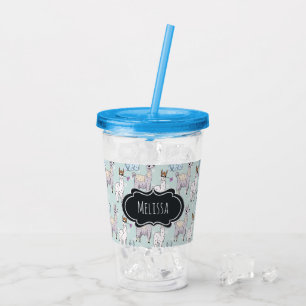 Verre En Acrylique Cute Llama Motif Pois