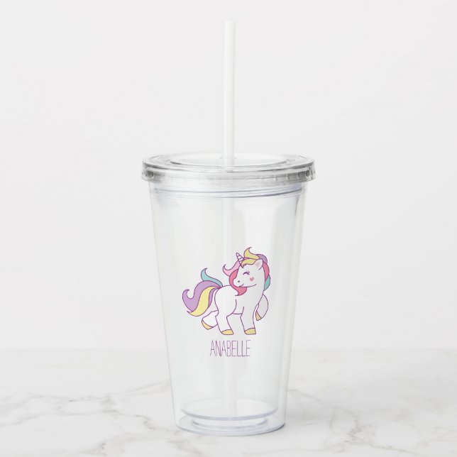 Verre En Acrylique Cute Rainbow Unicorn (Devant)