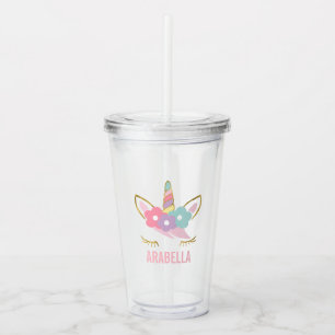 Verre En Acrylique Cute Unicorn Face Girl's