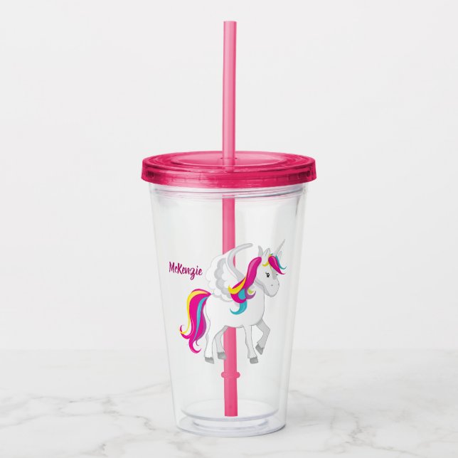 Verre En Acrylique Cute Unicorne personnalisée (Devant)