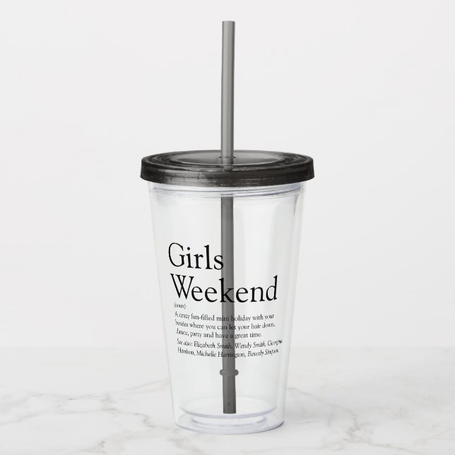 Verre En Acrylique Définition du week-end pour filles personnalisées (Devant)