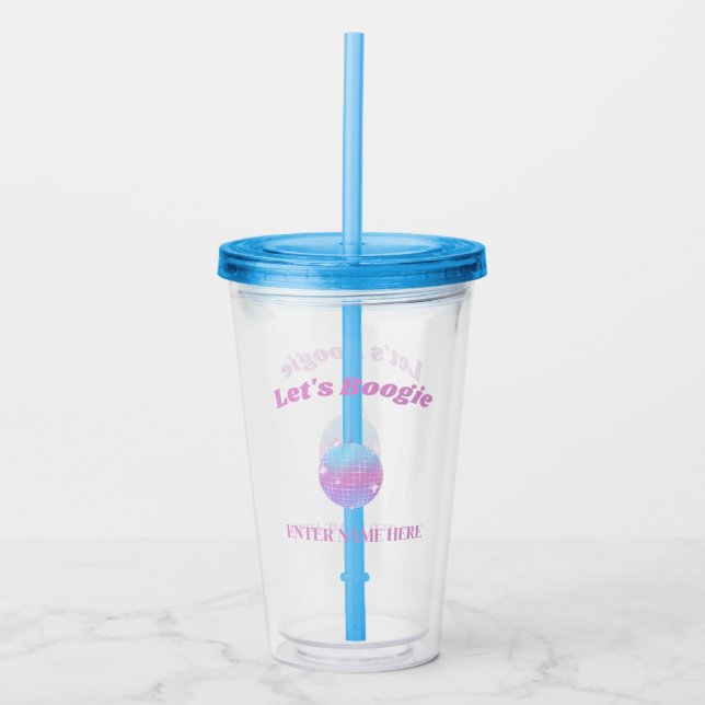 Verre En Acrylique Dernière Disco Bachelorette Party Nom personnalisé (Devant)