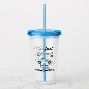 Verre En Acrylique Deux Fast 2Curieux Blue Sports Car Deuxième Annive