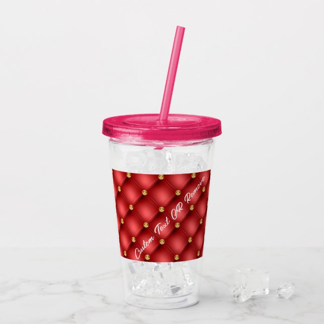 Verre En Acrylique Diamant doré Cuir Tufé Nom du texte personnalisé R (Dos glace)