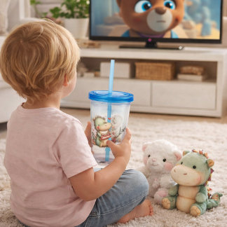 Verre En Acrylique Dinosaur Holding Heart Love Letter