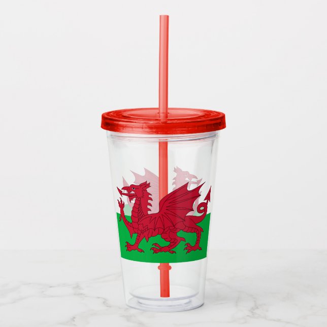 Verre En Acrylique Dragon gallois ~ Drapeau du Pays de Galles (Devant)