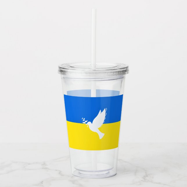 Verre En Acrylique Drapeau d'Ukraine - Dove of Peace - Freedom - Peac (Devant)