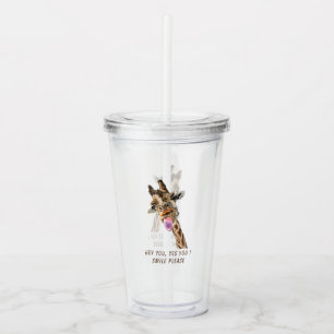 Verre En Acrylique Drôle Tongue Giraffe Out et Jouer Wink Cartoon