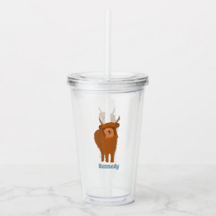 Verre En Acrylique Écossais Highland Cattle Cow Graphic Personnalisé