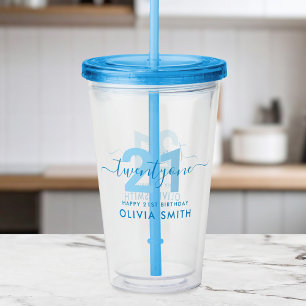 Verre En Acrylique Elégant bleu moderne 21e anniversaire