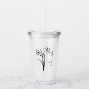 Verre En Acrylique Élégant nom de script Mars Fleur de naissance Daff