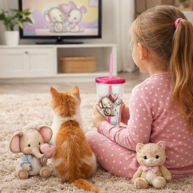 Verre En Acrylique Elephant with Heart Balloons (Créateur téléchargé)