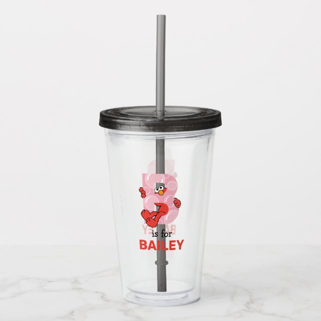 Verre En Acrylique Elmo Alphabet | B Bulles (Devant)