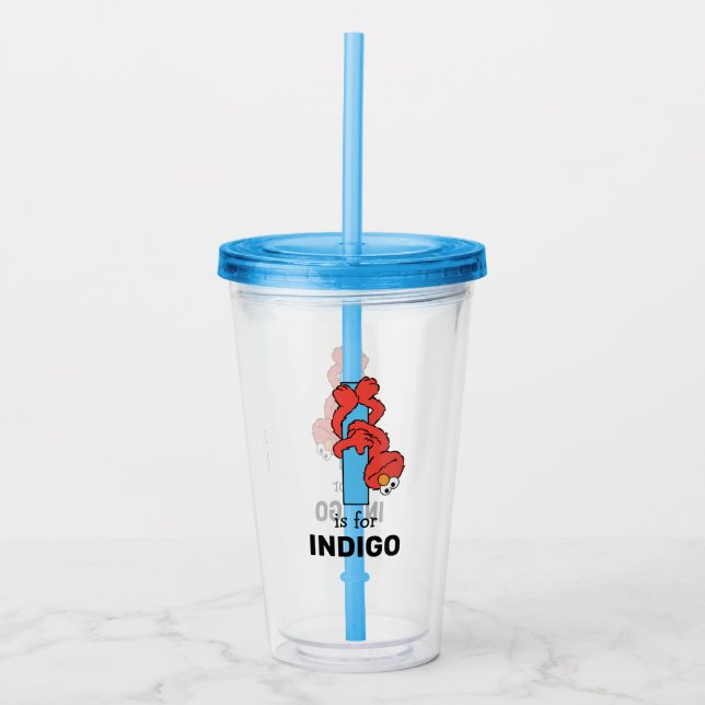 Verre En Acrylique Elmo Alphabet | I Bleu (Devant)