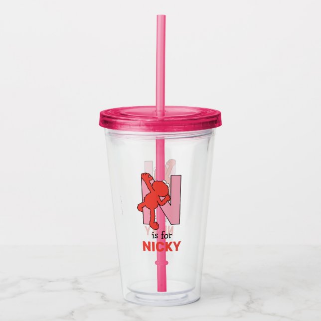 Verre En Acrylique Elmo Alphabet | N rose (Devant)