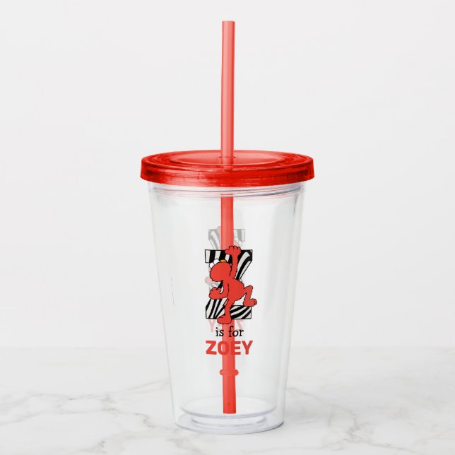 Verre En Acrylique Elmo Alphabet | Z Zebra (Devant)